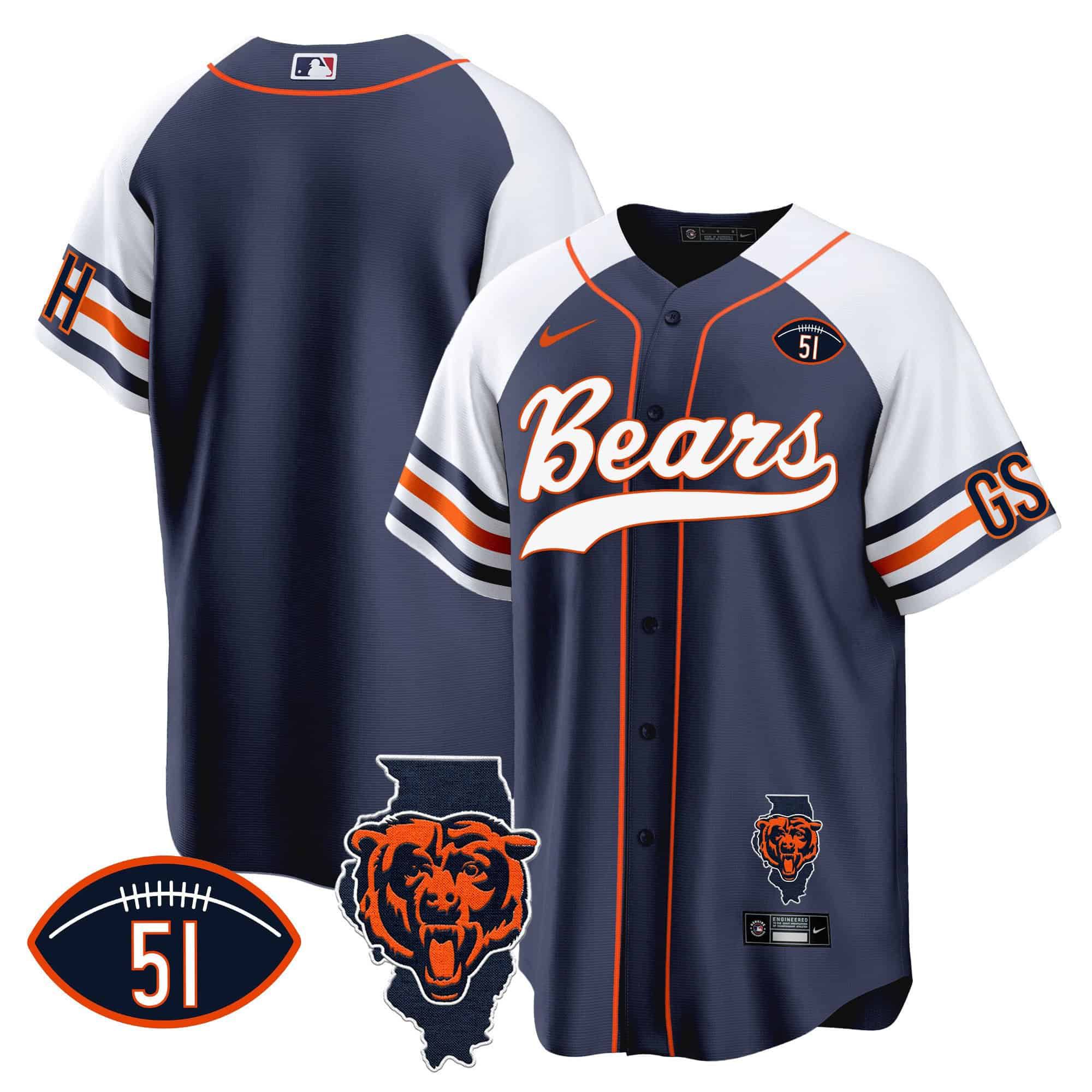 Men Chicago Bears Blank Blue 2024 Nike Patch Baseball NFL Jersey->indianapolis colts->NFL Jersey